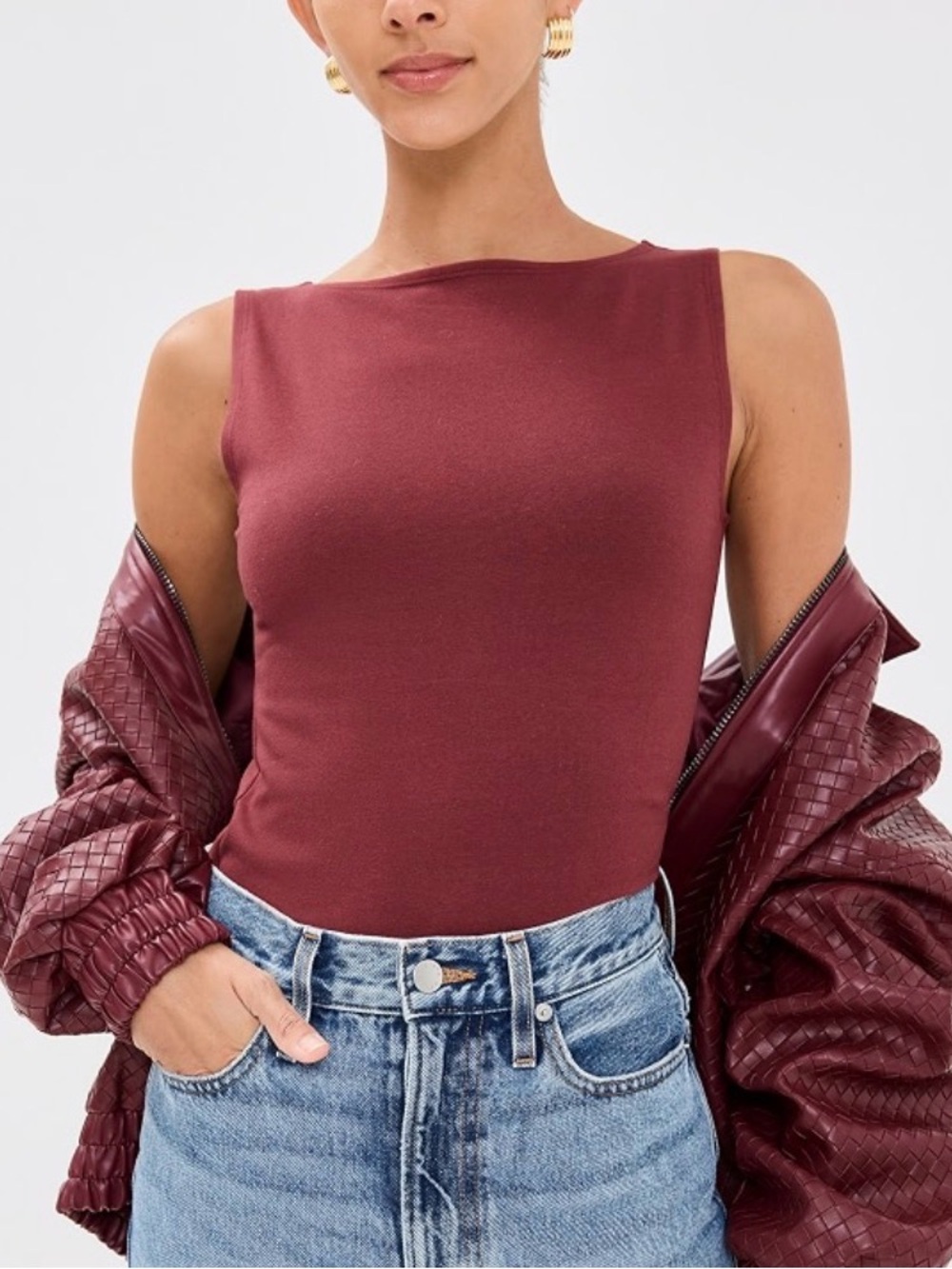 Reformation Dusk Burgundy Sleeveless Knit Tank